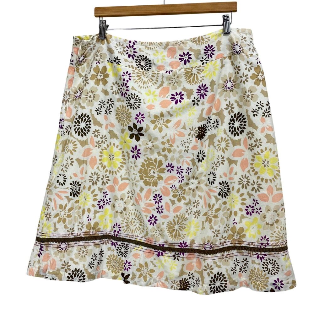 Vintage Y2K Classic Elements Multicolor Floral Midi Skirt 38" Waist Preppy Charm